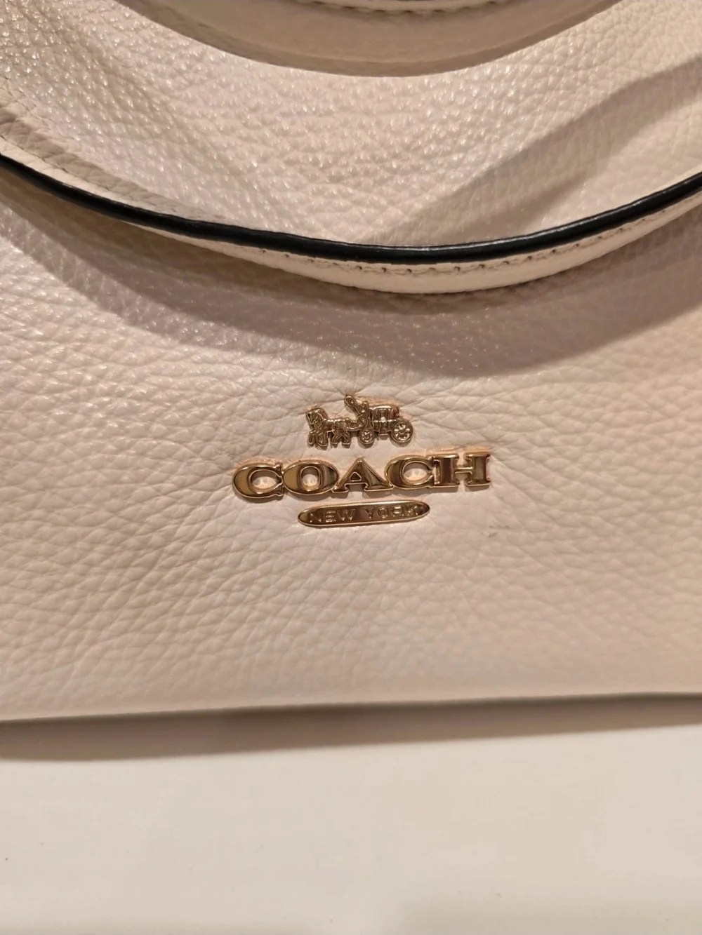 Coach Pebbled Leather Hobo Bag in Chalk